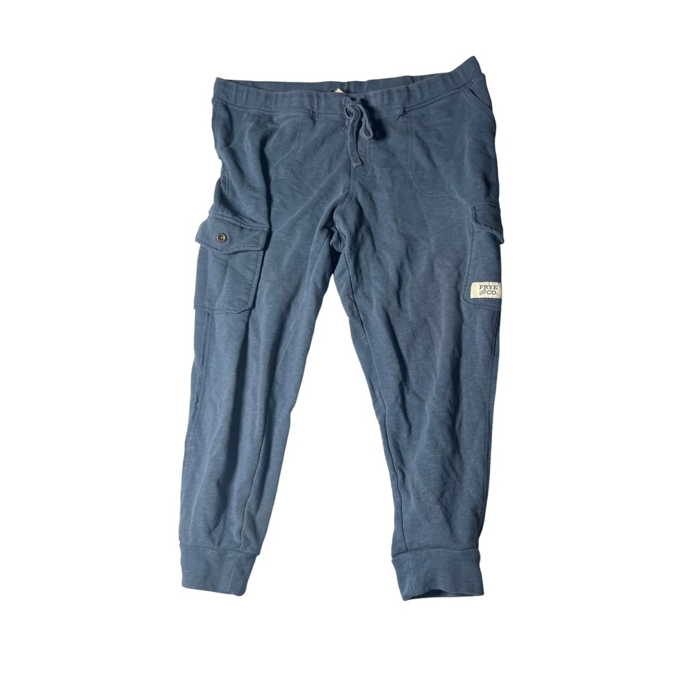 Frye and Co Mens XL Blue French‎ Terry Cargo Joggers Slub Knit Sweatpants